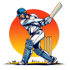 Cricket player playing a shot representing live cricket betting on Tez888