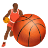 Basketball with player in background symbolizing basketball sports betting on Tez888